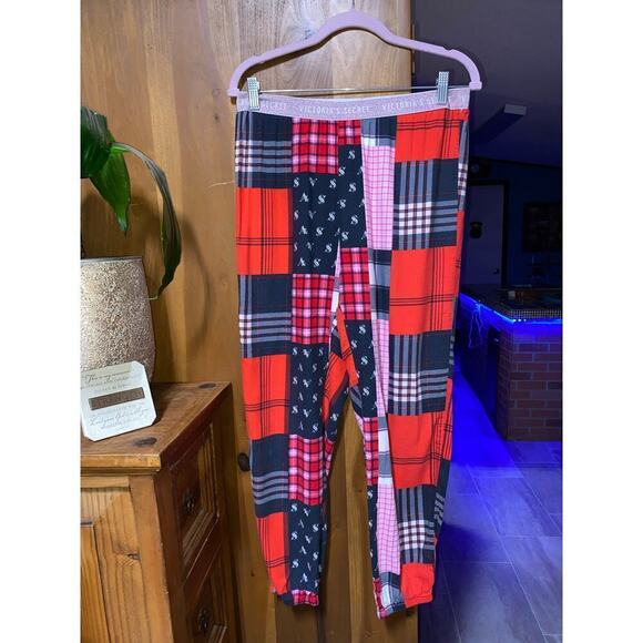 Victoria’s Secret color block jogger lounge pant Sz S/P Holiday Christmas colors - Picture 2 of 6